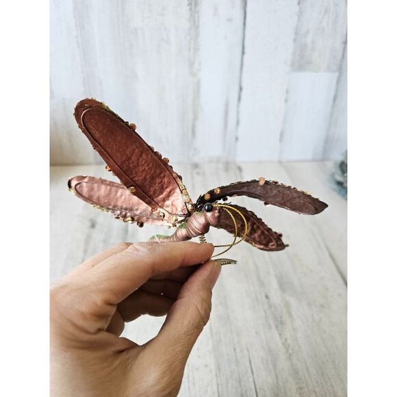 St Nicholas square dragonfly clip ornament copper insect glitter unique Xmas tre - Picture 7 of 8
